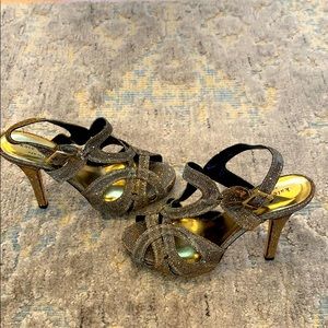 Kate Spade gold sparkle heels